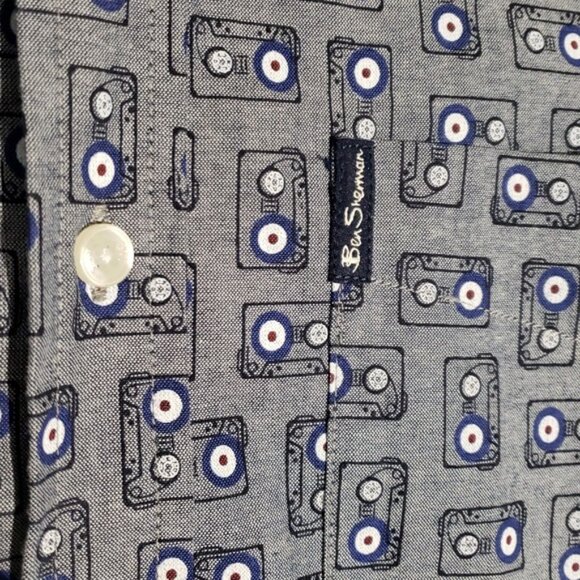 Ben Sherman Men's Cassette Tape Patterned Shirt Size Medium Cotton - Picture 4 of 11